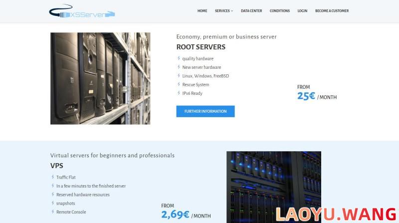 XSServer：荷兰VPS，1核/2GB/不限流量/100Mbps带宽，€2.69/月起，免费DDOS防护