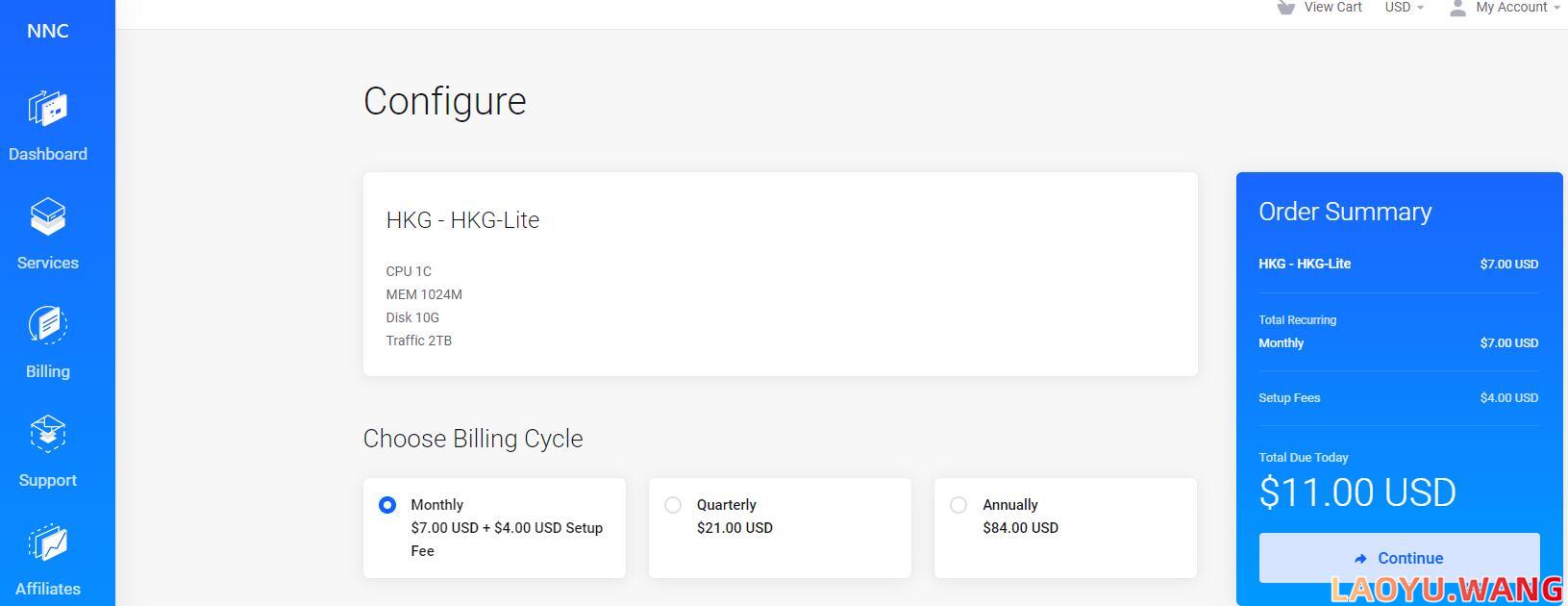 NNC：香港HKG VPS，$16.8/季/1GB/10GB SSD/1Gbps端口