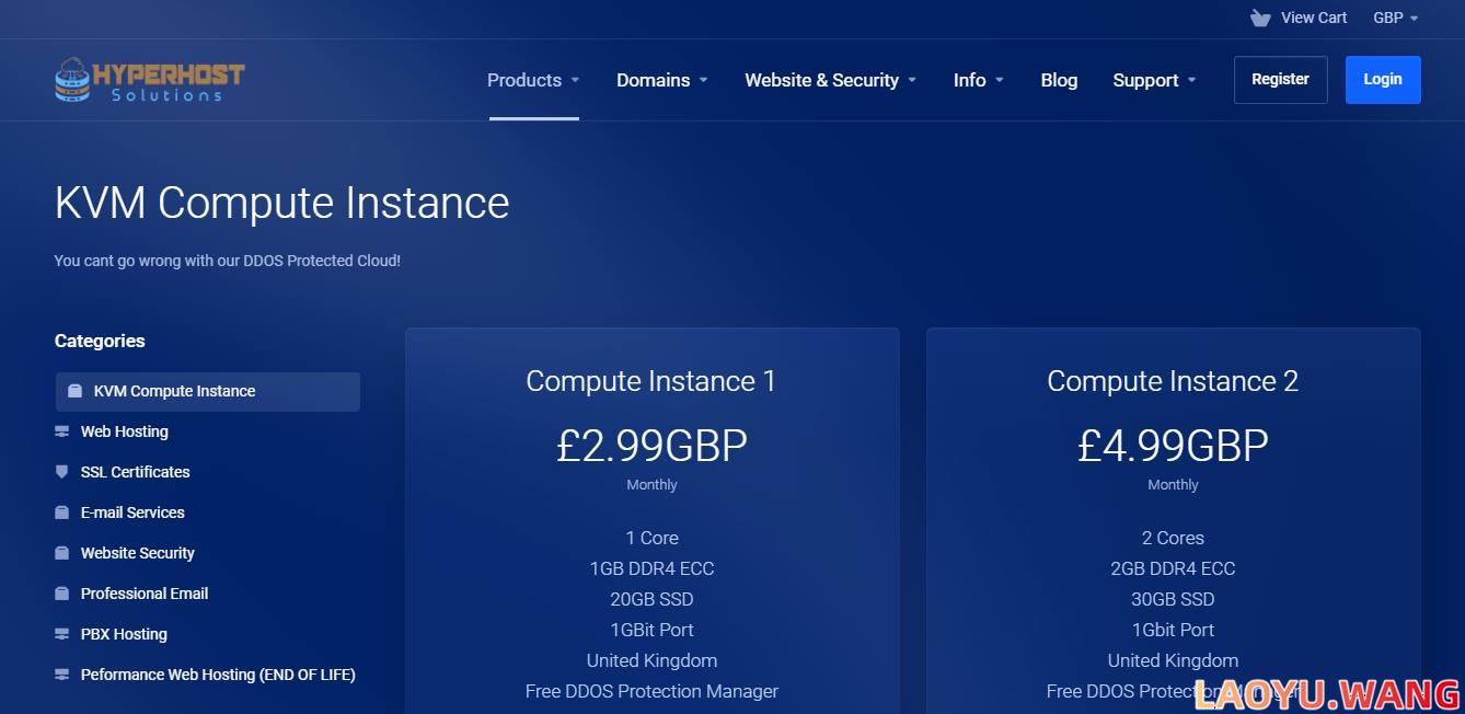 Hyperhost Solutions：英国VPS，£2.09/月/1核1GB/20GB SSD/不限流量/1Gbps端口