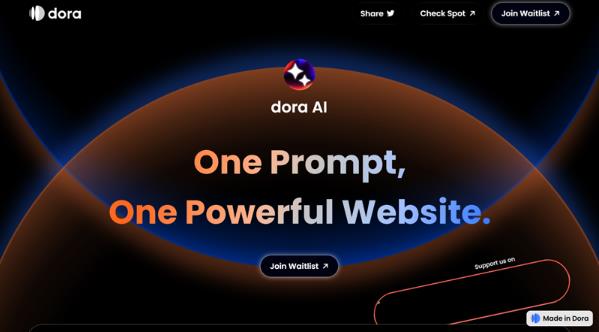 Dora AI：人工智能建站（无代码建站）