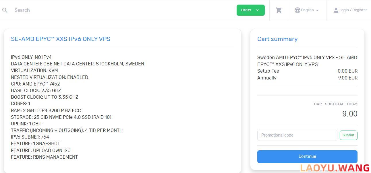 server-factory：瑞典VPS，€9/年/1核/2GB内存/25GB硬盘/4TB流量/1Gbps端口/IPv6