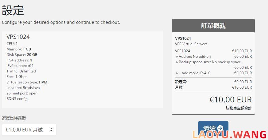 Profvds：斯洛伐克VPS最低10欧元/月，1核1G/1Gbps带宽不限流量